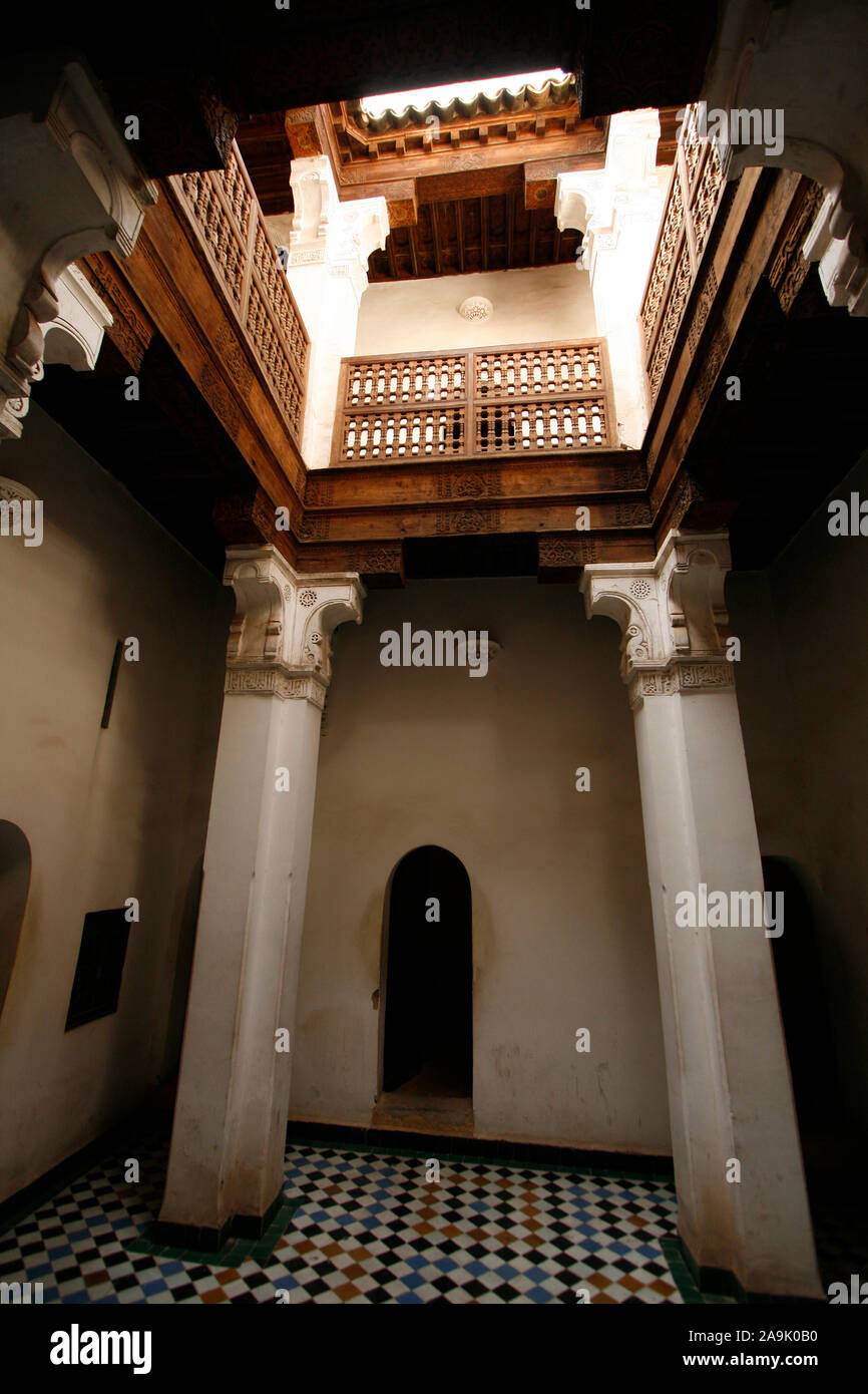 Medersa Ben Youssef, Medina, Marrakech, Marocco Foto Stock