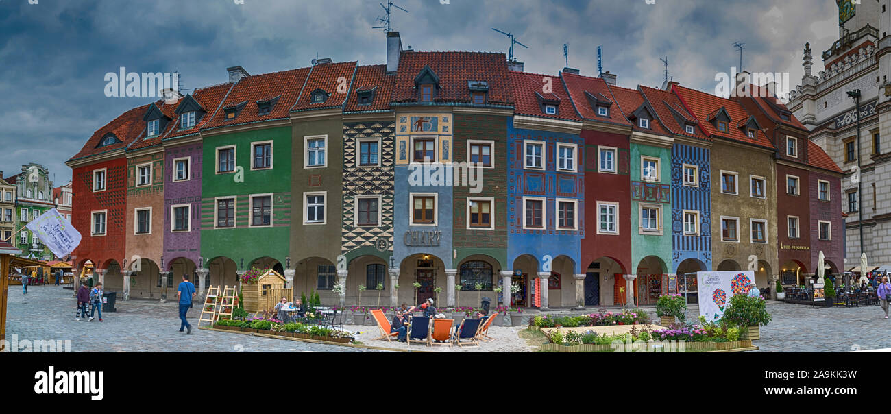 Stary Rynek, Piazza del Mercato Vecchio, Poznan, Polonia Foto Stock