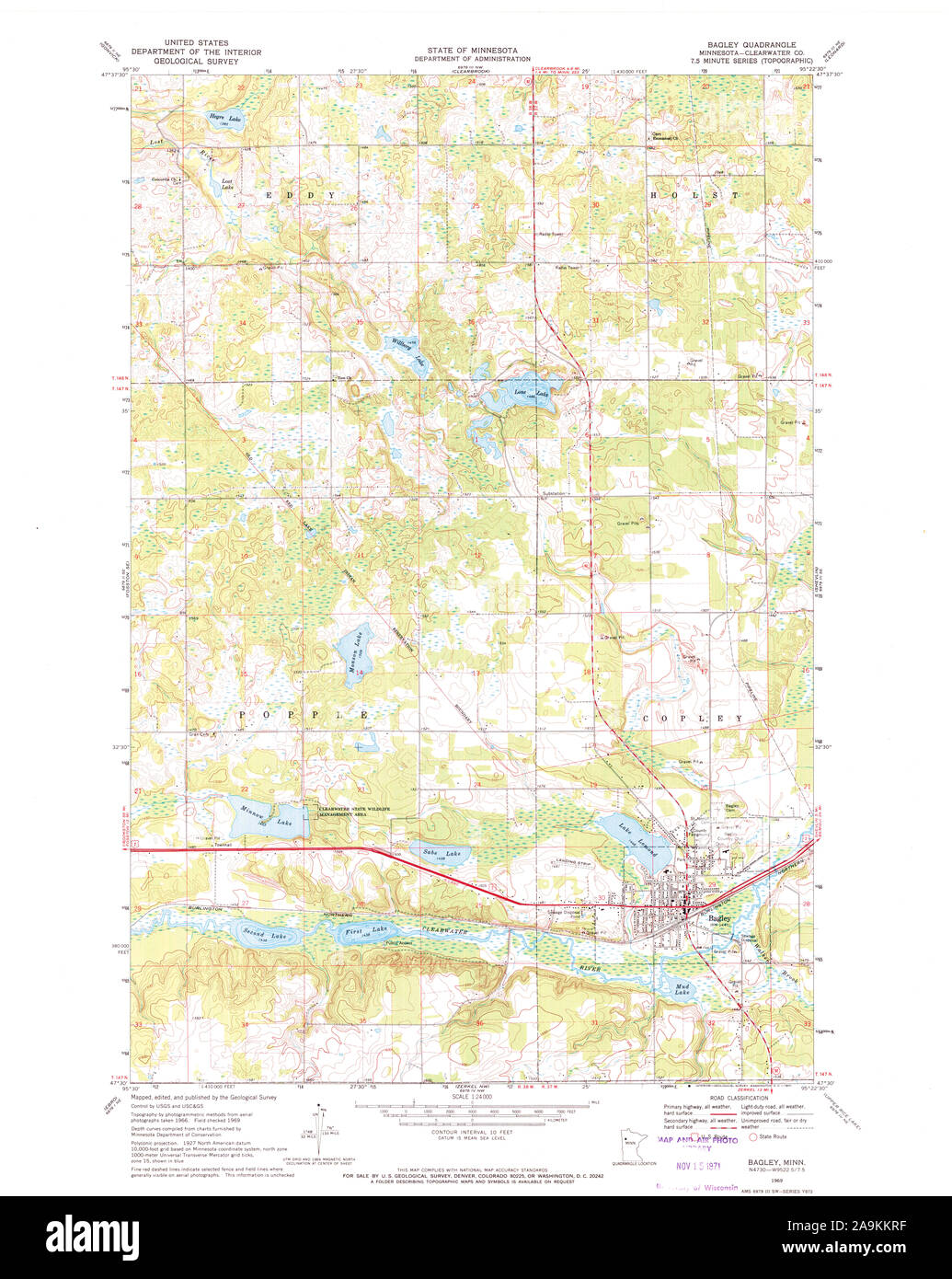 Mappa di bagley, minnesota immagini e fotografie stock ad alta
