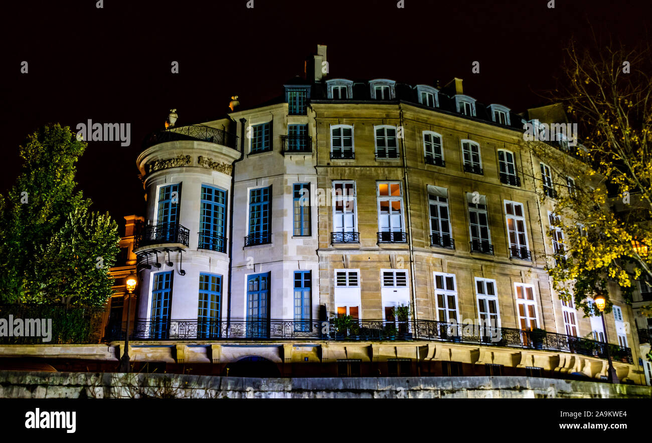 Parigi di notte, edifici famosi Foto Stock