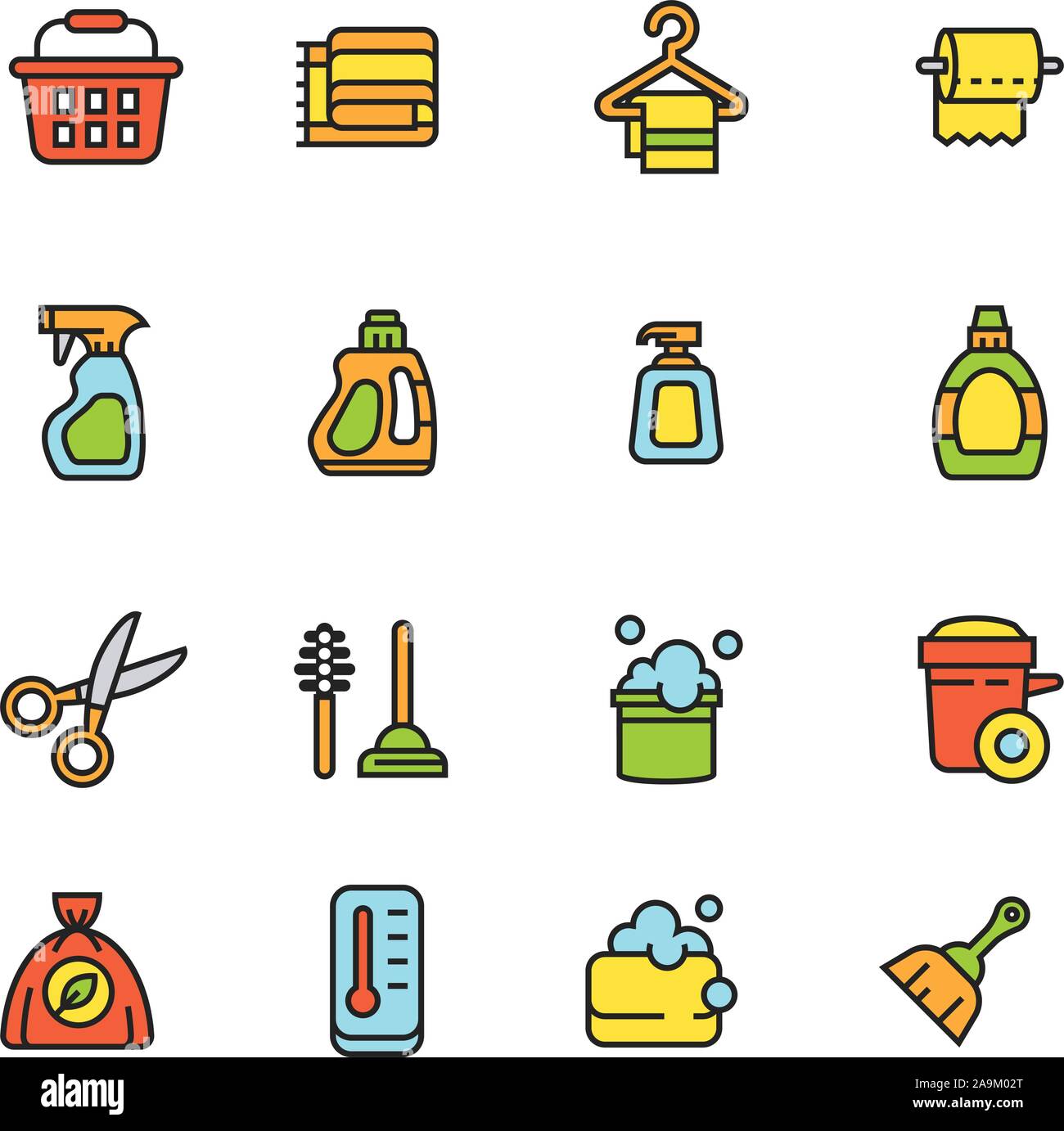 Paforo Icon Set: pulita e semplice pulizia set di icone Illustrazione Vettoriale