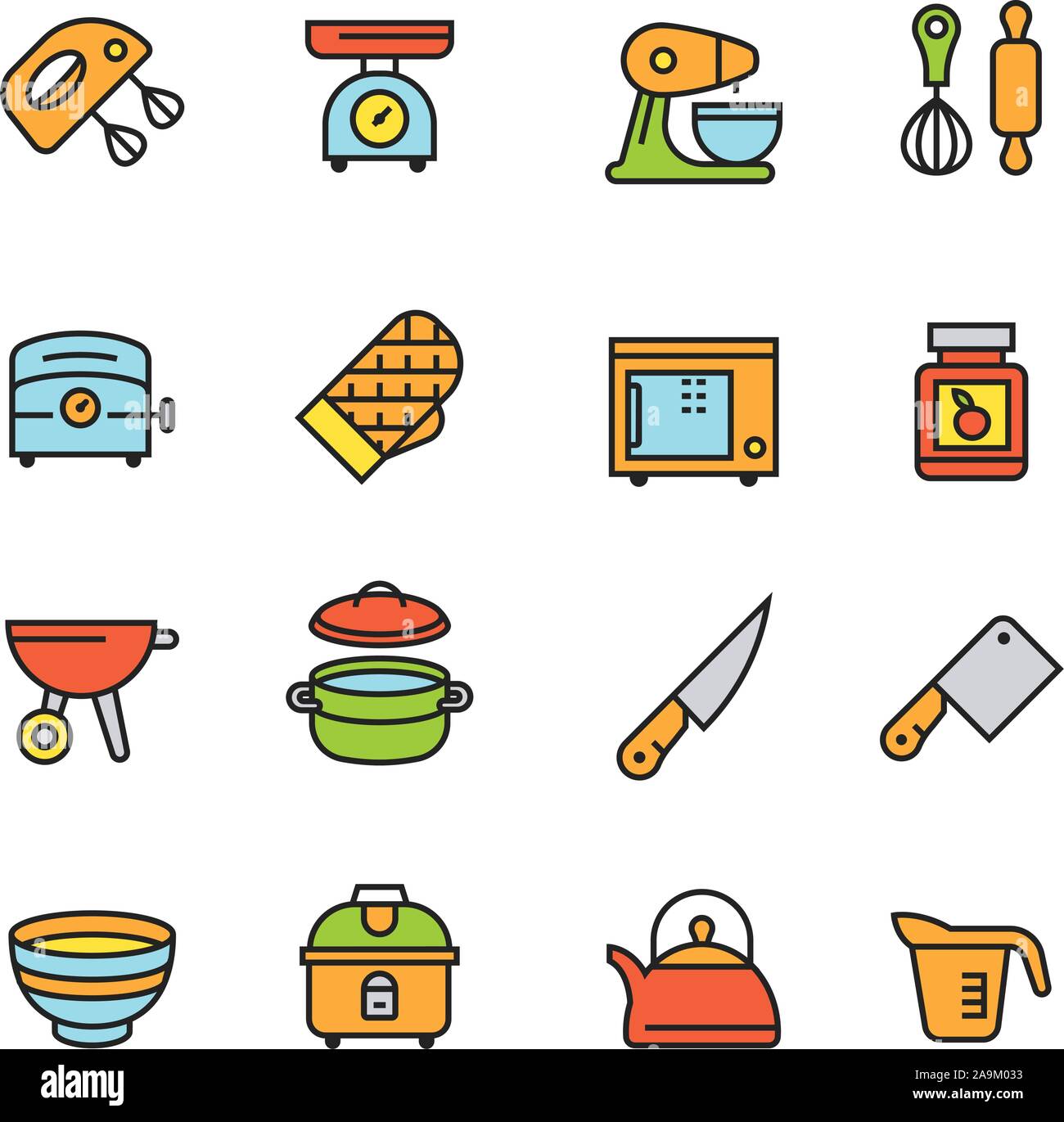 Paforo Icon Set: pulita e semplice arnese da cucina set di icone Illustrazione Vettoriale