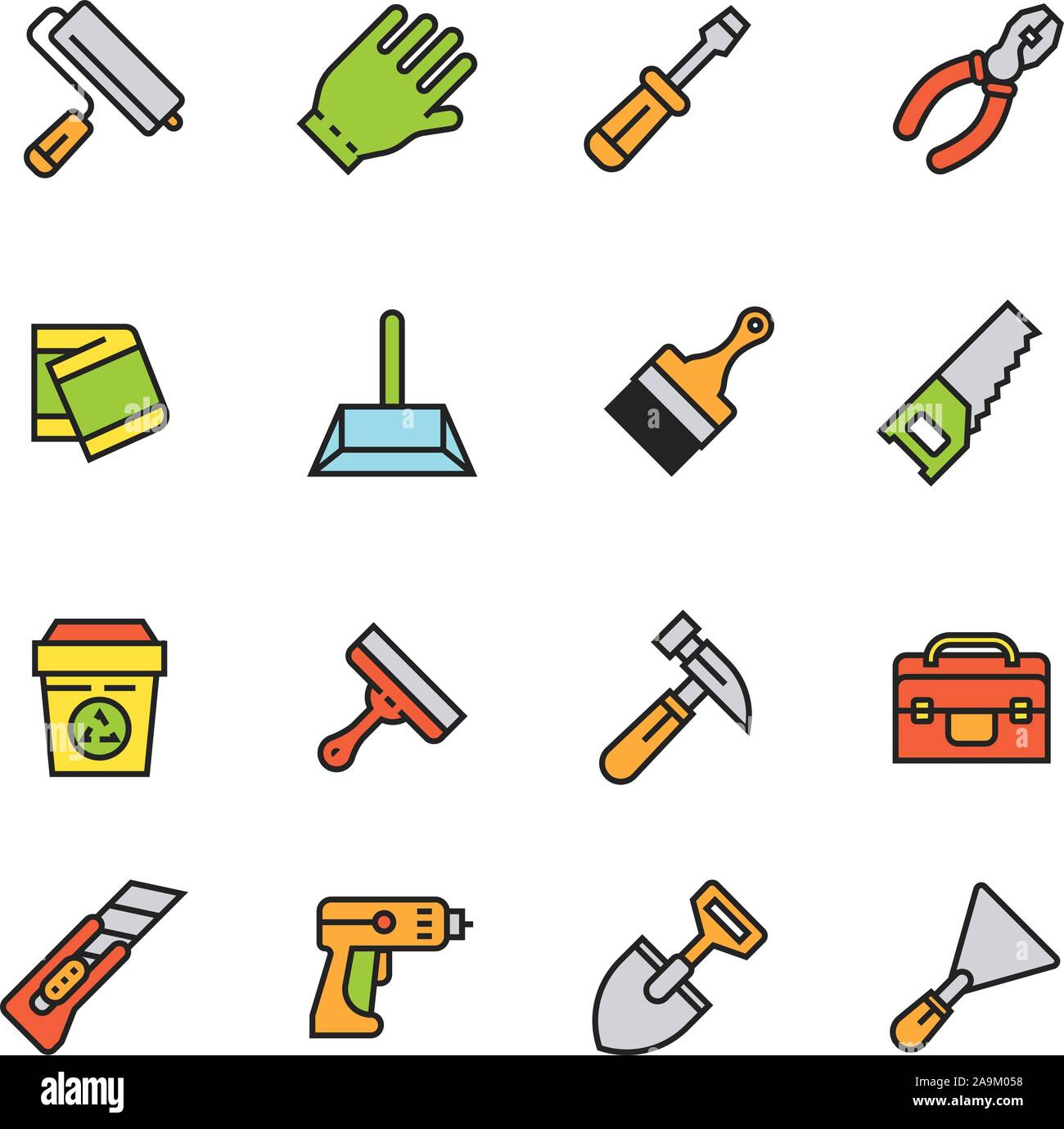 Paforo Icon Set: pulite e semplici strumenti di set di icone Illustrazione Vettoriale