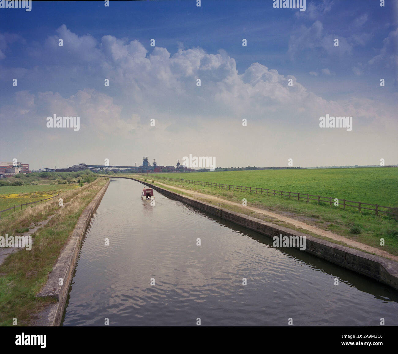 1989 miniera di carbone, Wigan, adiacente a Leeds/Liverpool Canal, Lancashire, North West England, Regno Unito Foto Stock