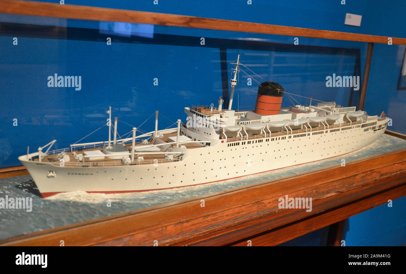 Modello della nave da crociera di Carmania in SeaCity Museum, Southampton, Hampshire, Regno Unito Foto Stock