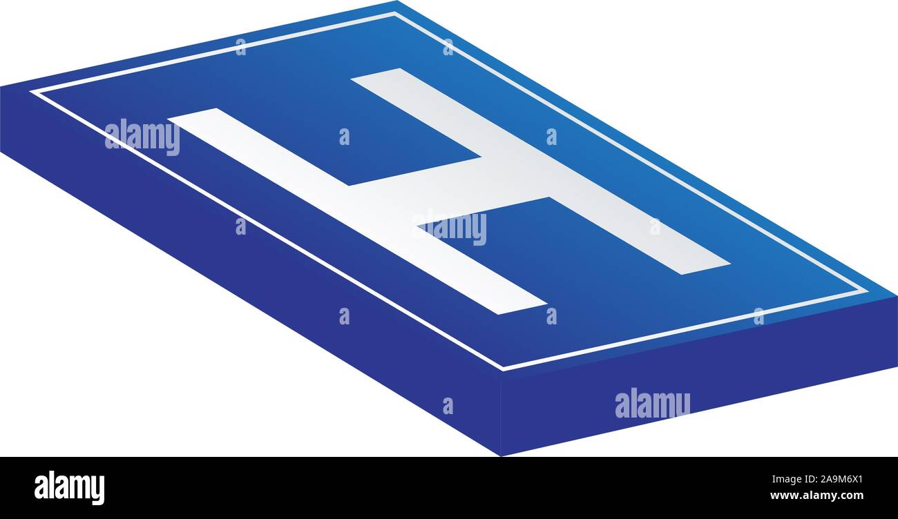 Isolato 3D del segnale di traffico. Ospedale segno - Vettore Illustrazione Vettoriale