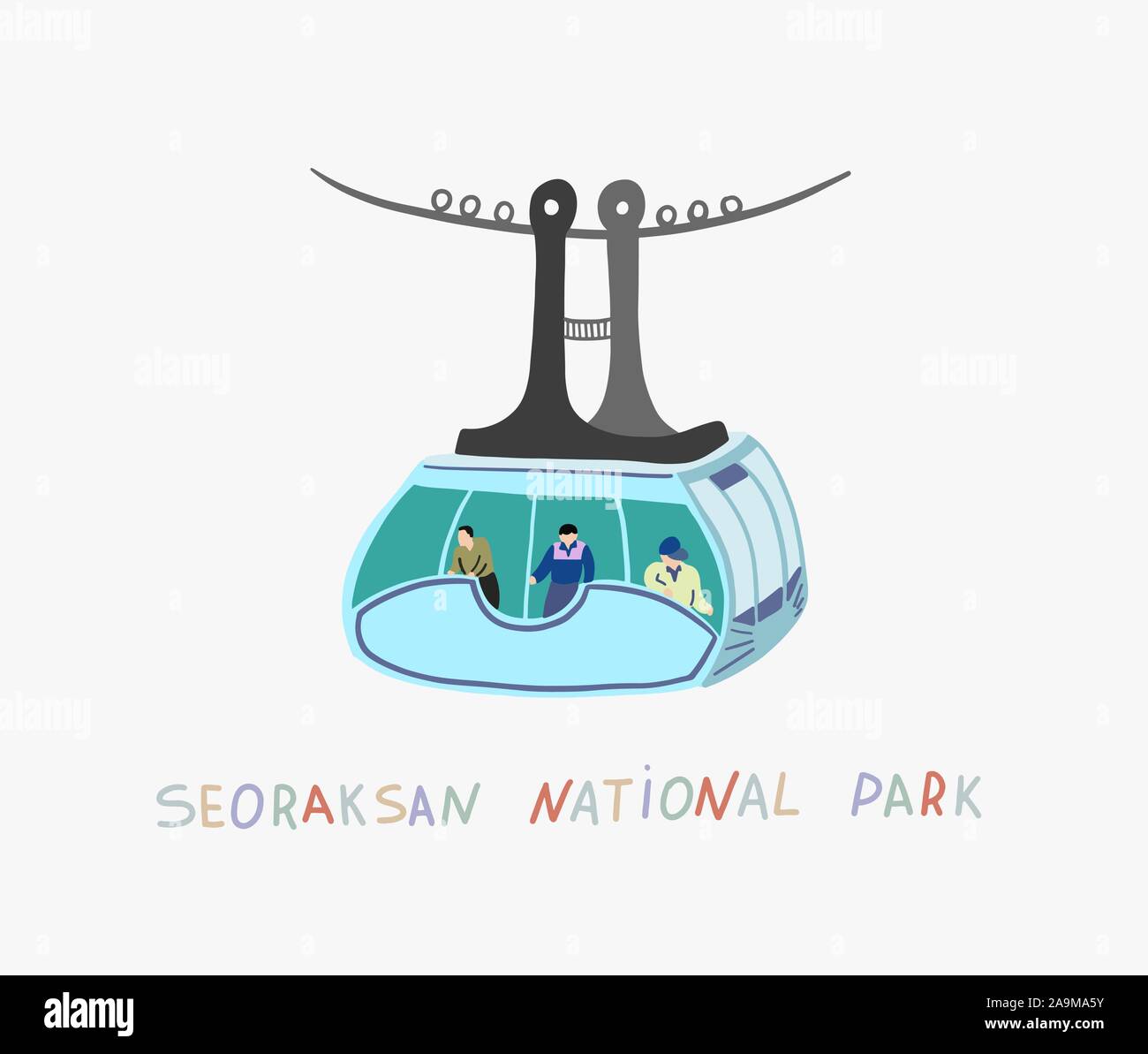 Illustrazione della funicolare in seoraksan national park Illustrazione Vettoriale