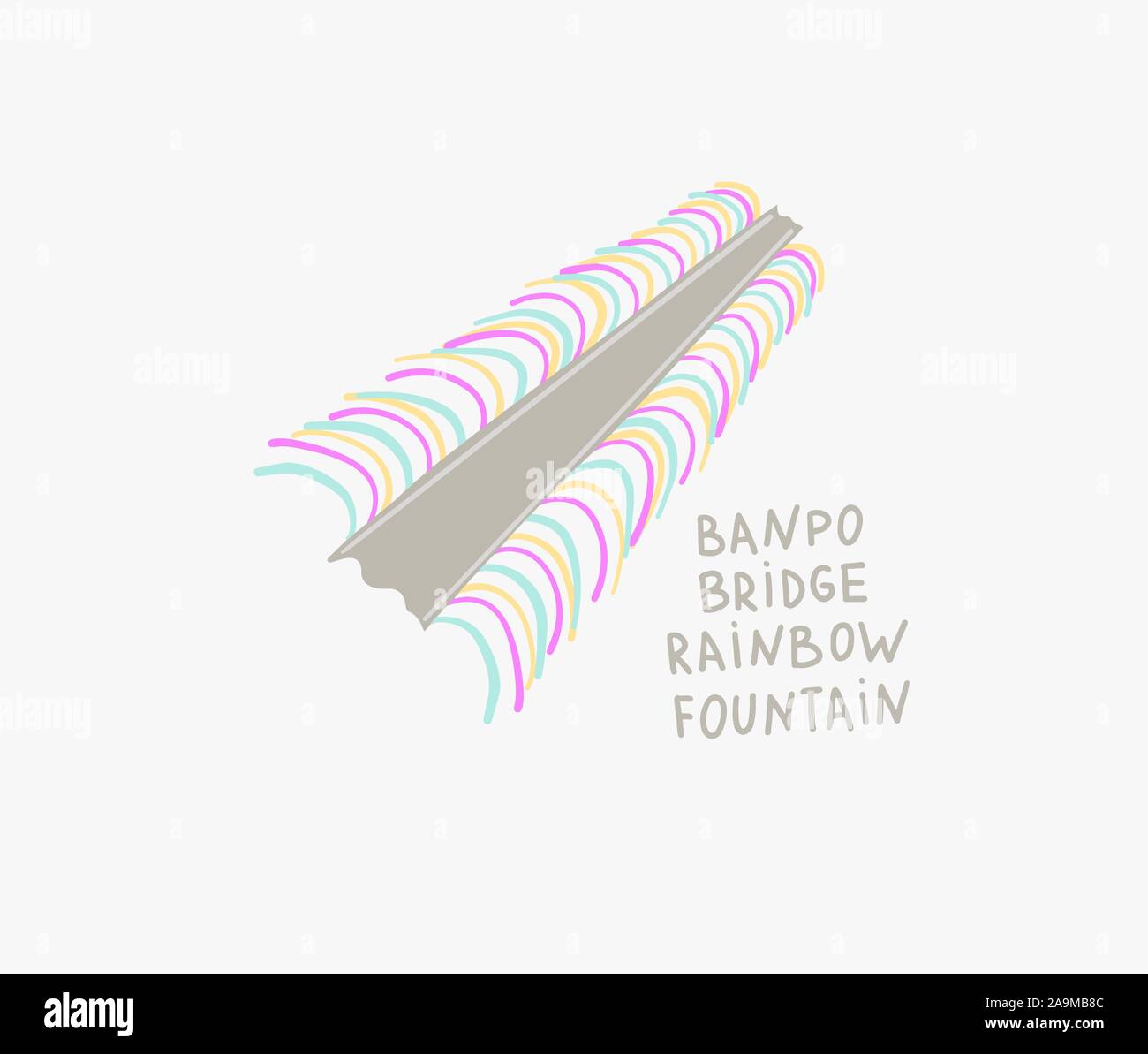 Ponte di Banpo Rainbow Fontana in Seoul, Corea del Sud Illustrazione Vettoriale