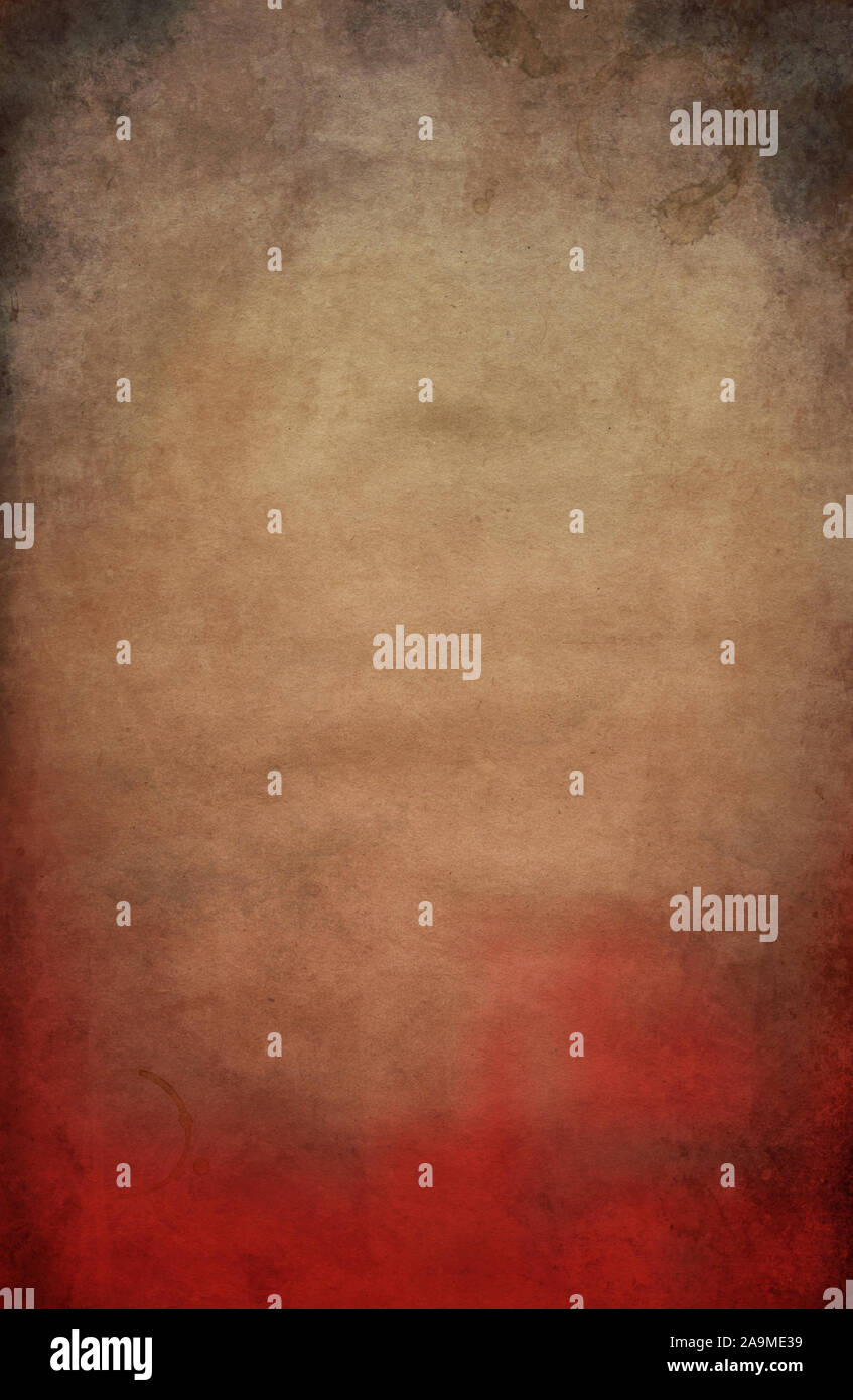 Carta vecchia sfondo con fondo rosso Foto Stock
