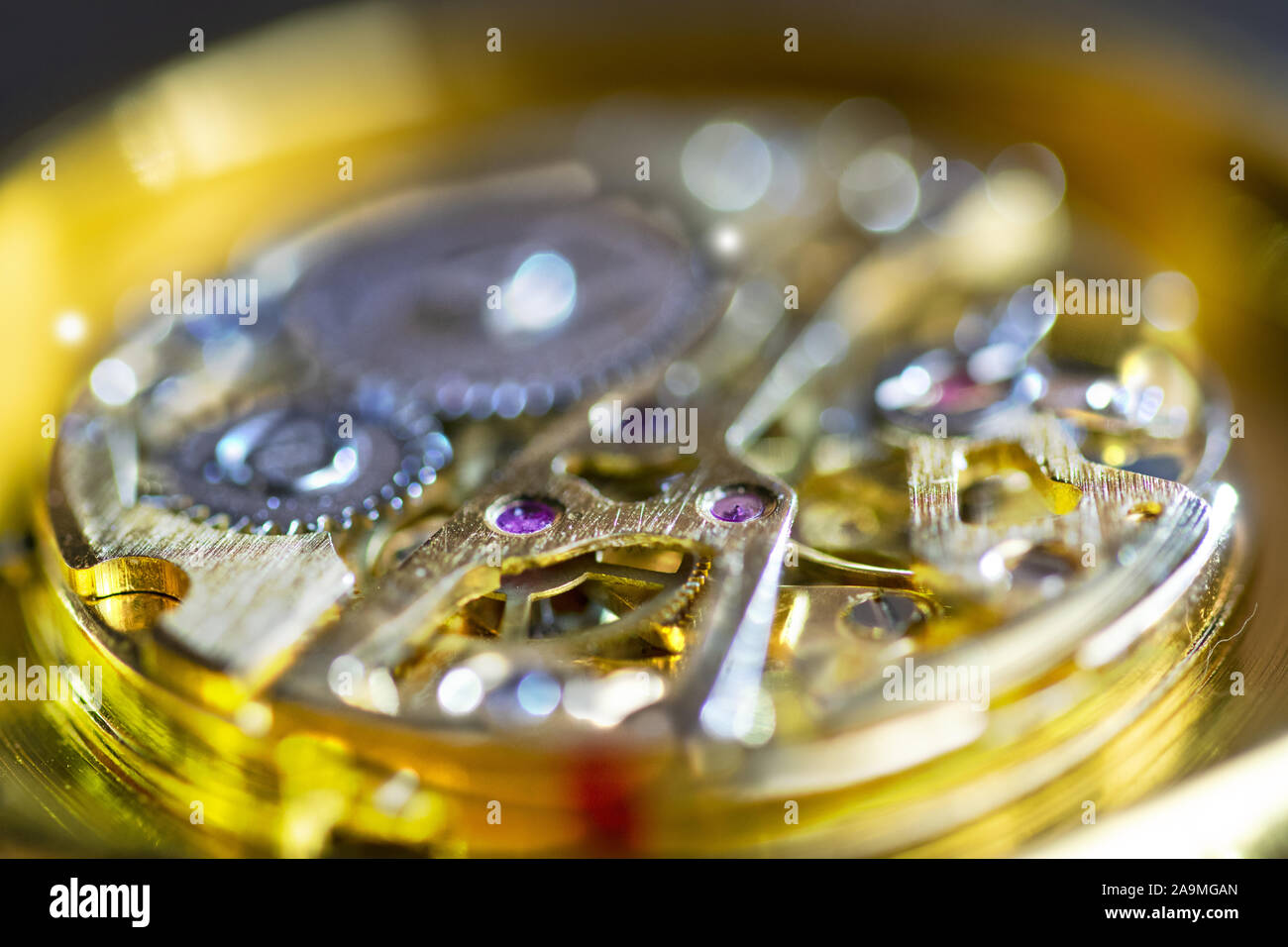 Close up di metallo orologio Foto Stock