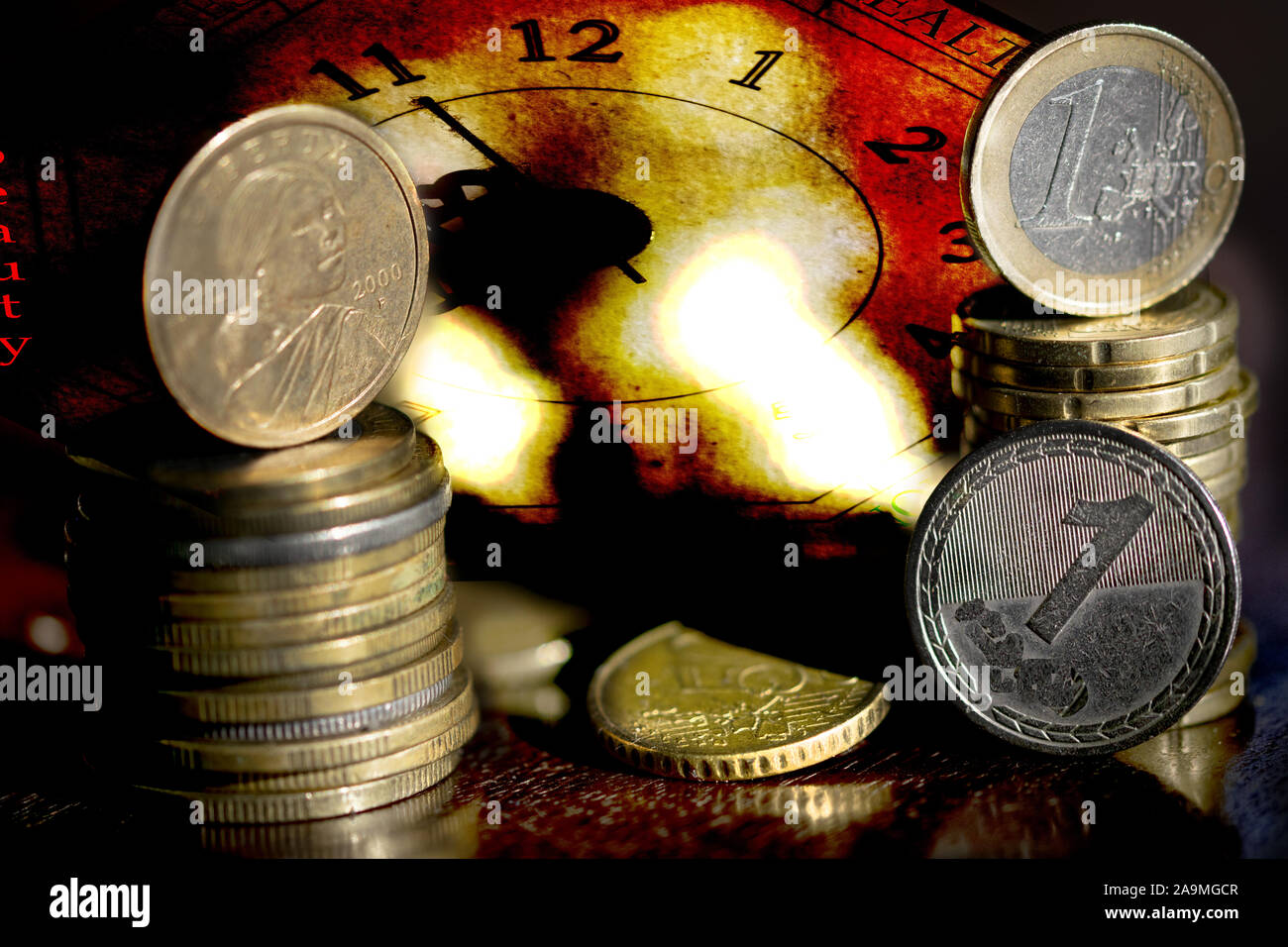 Concetto di finanza aziendale e la politica monetaria Foto Stock