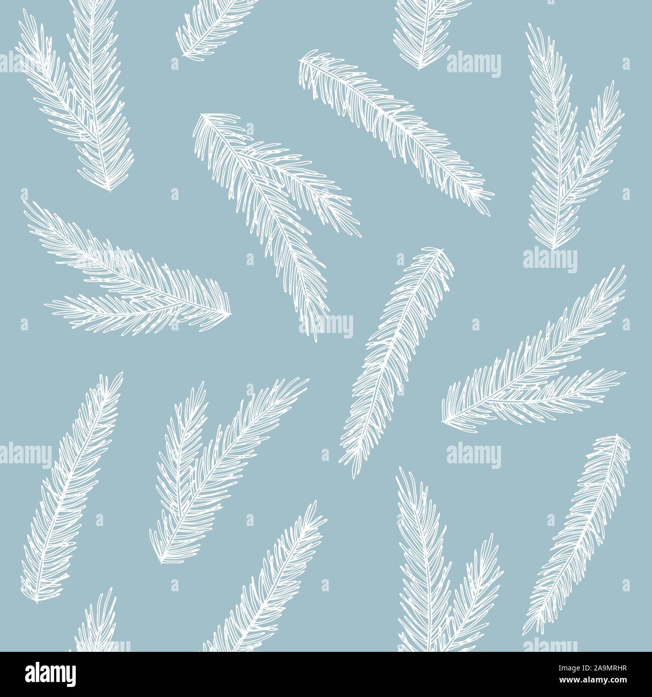 Xmas Seamless pattern con decorazioni natalizie, rami di pino disegnati a mano art design illustrazione vettoriale. Illustrazione Vettoriale