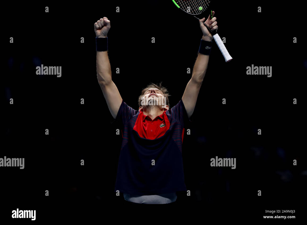 Arena. Londra, Regno Unito. Xvi Nov, 2019. Nitto tennis ATP Finals; Nicolas MAHUT (FRA) celebra dopo il raggiungimento del doppio final - Editoriale usare carte di credito: Azione Plus sport/Alamy Live News Foto Stock