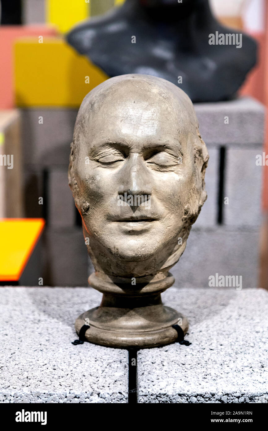 La scultura della maschera di morte di John Constable alla Royal Academy, Londra, Regno Unito Foto Stock