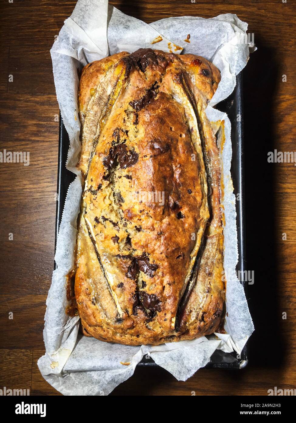 Direttamente sopra il colpo di pane alla banana in una torta di pan Foto Stock