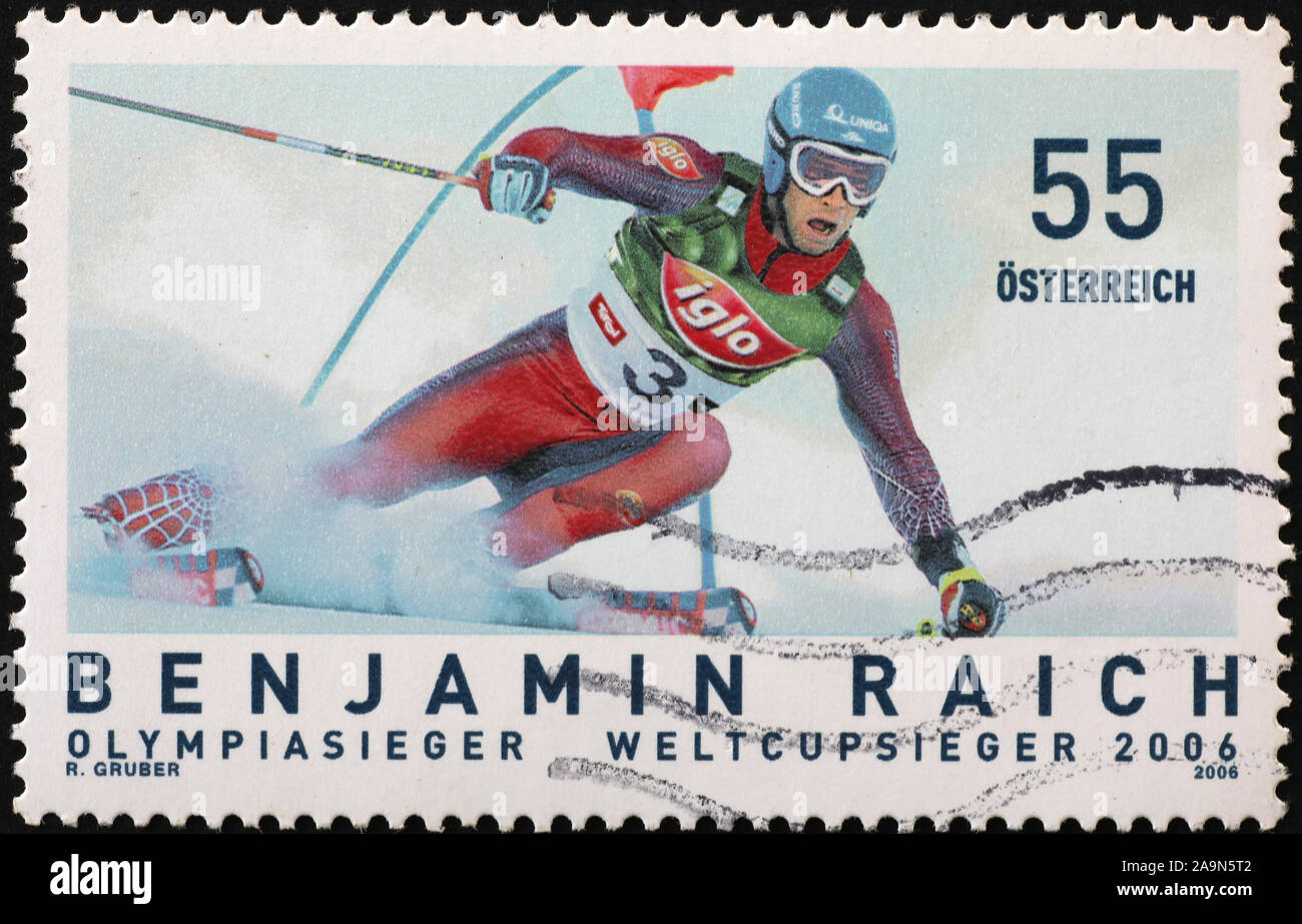 Ski racer Benjamin Raich austriaca sul francobollo Foto Stock