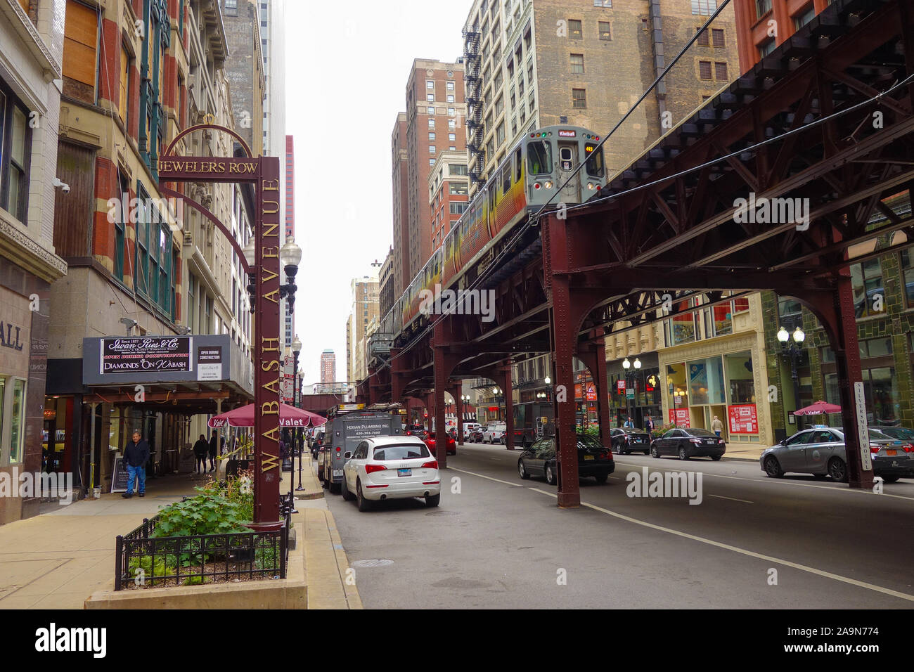 Metropolitana sopraelevata in Chicago, IL Foto Stock