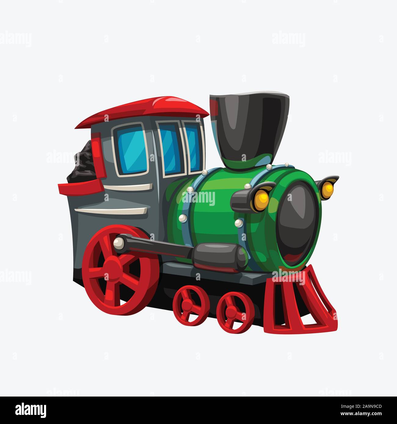 Cartoon treno colorato su bianco Illustrazione Vettoriale