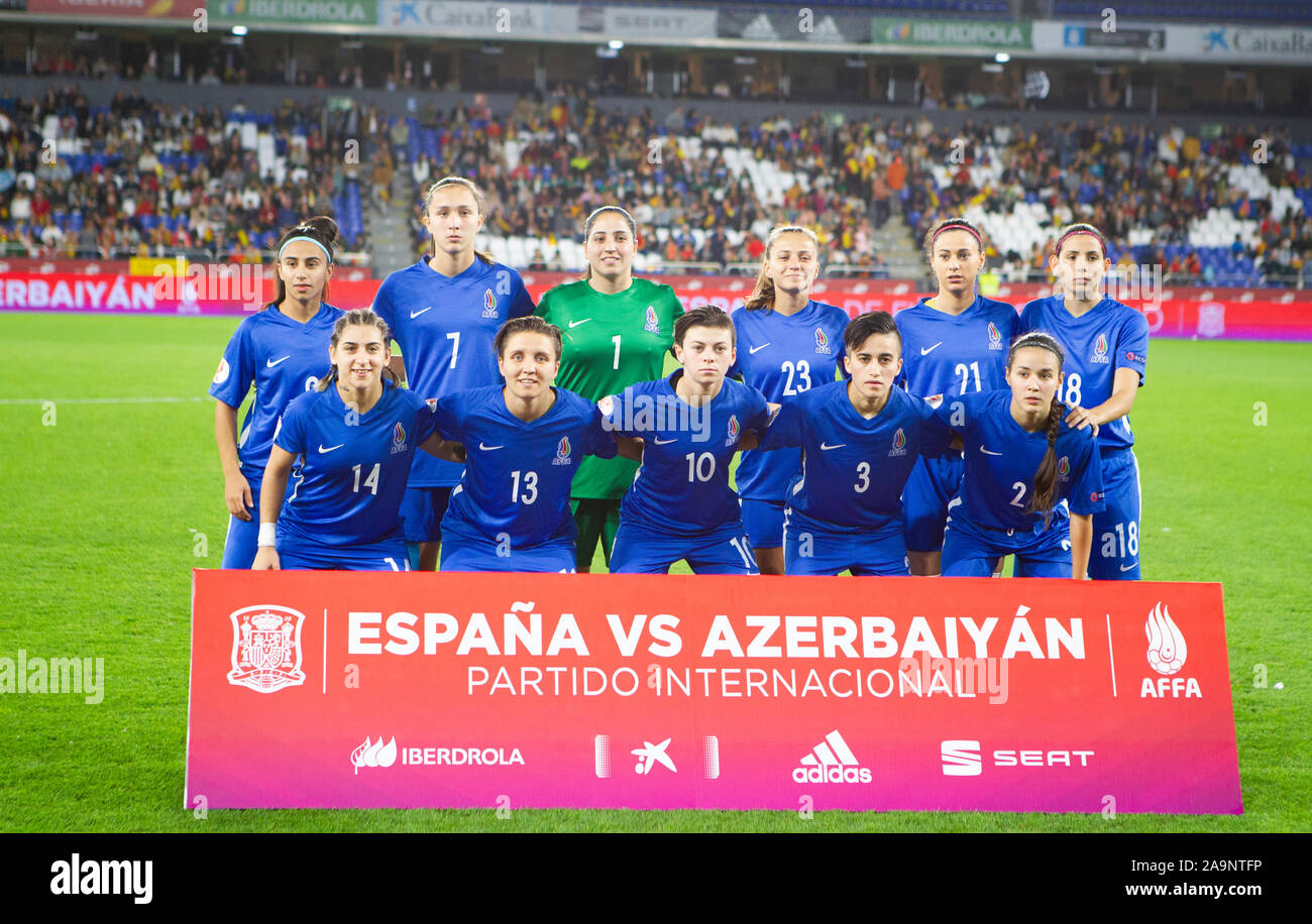 Coruna,Spagna.undici iniziale di Azerbaigian in Spagna- Azerbaigian sulla loro UEFA donna Euro 2021 Gruppo d qualifica partita di calcio il 04 Ottobre,2019 Foto Stock