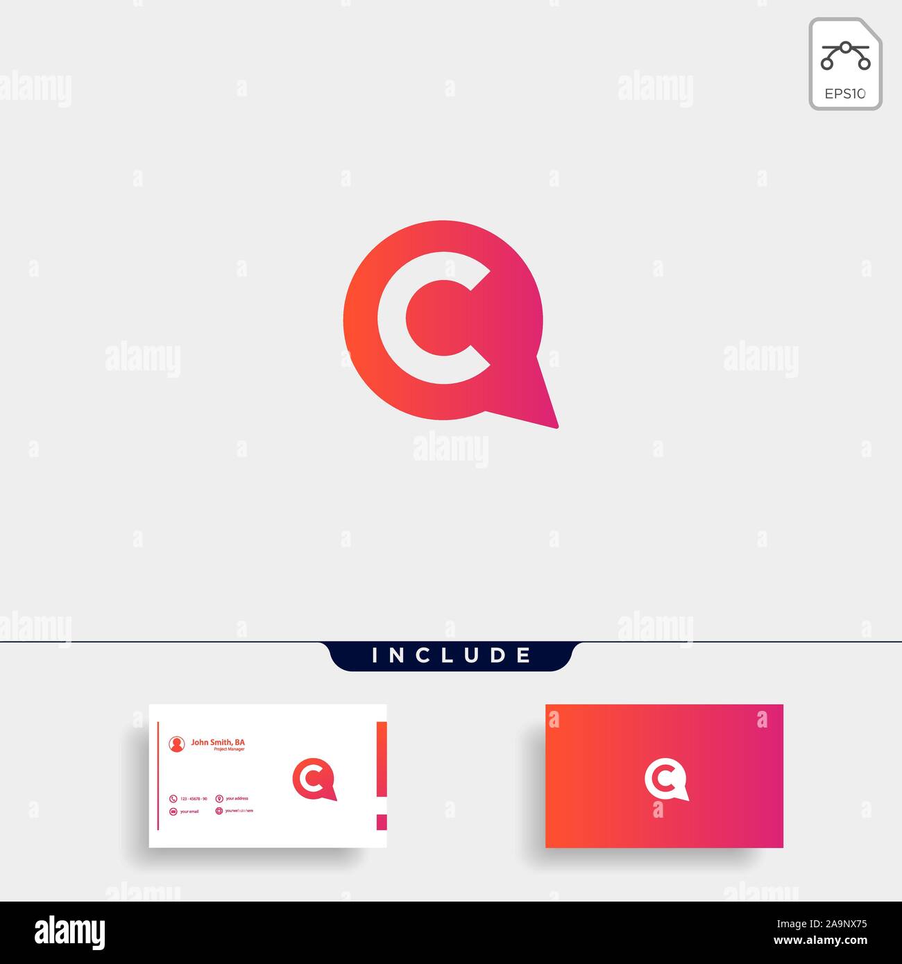 La lettera C di conversazione chat Logo vettore del modello di progettazione Illustrazione Vettoriale