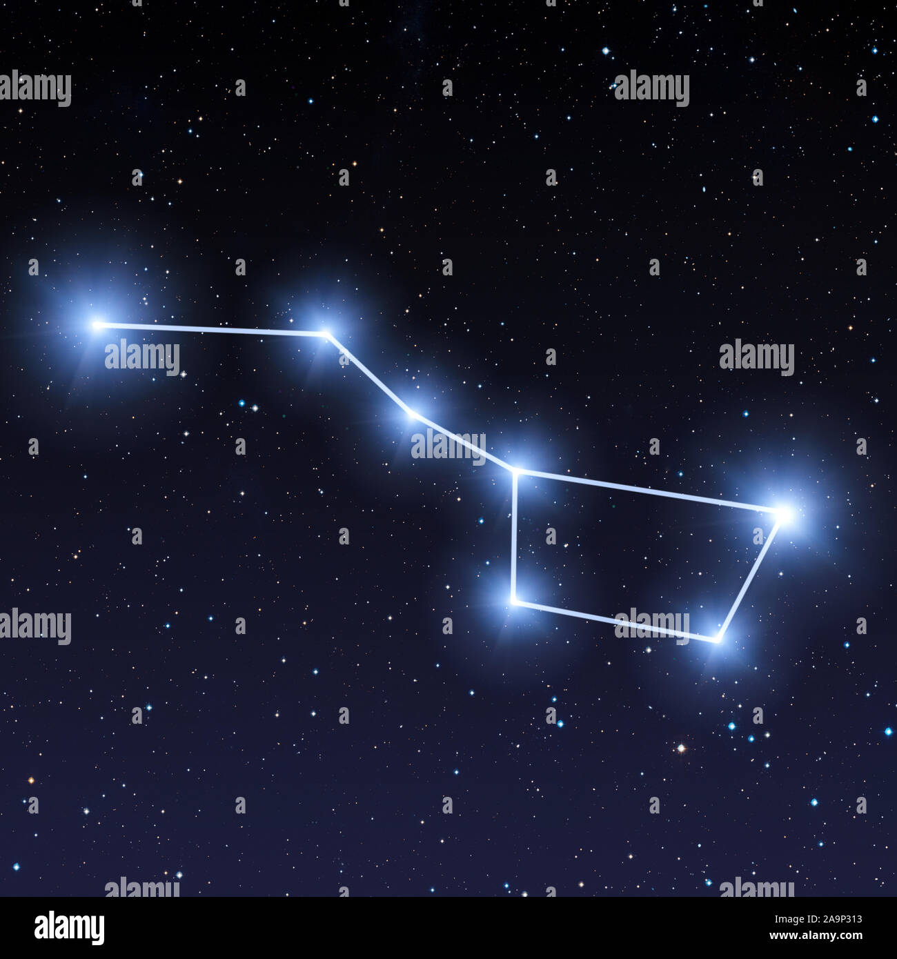 Big Dipper constellation nel cielo notturno con blu brillante stelle Foto Stock