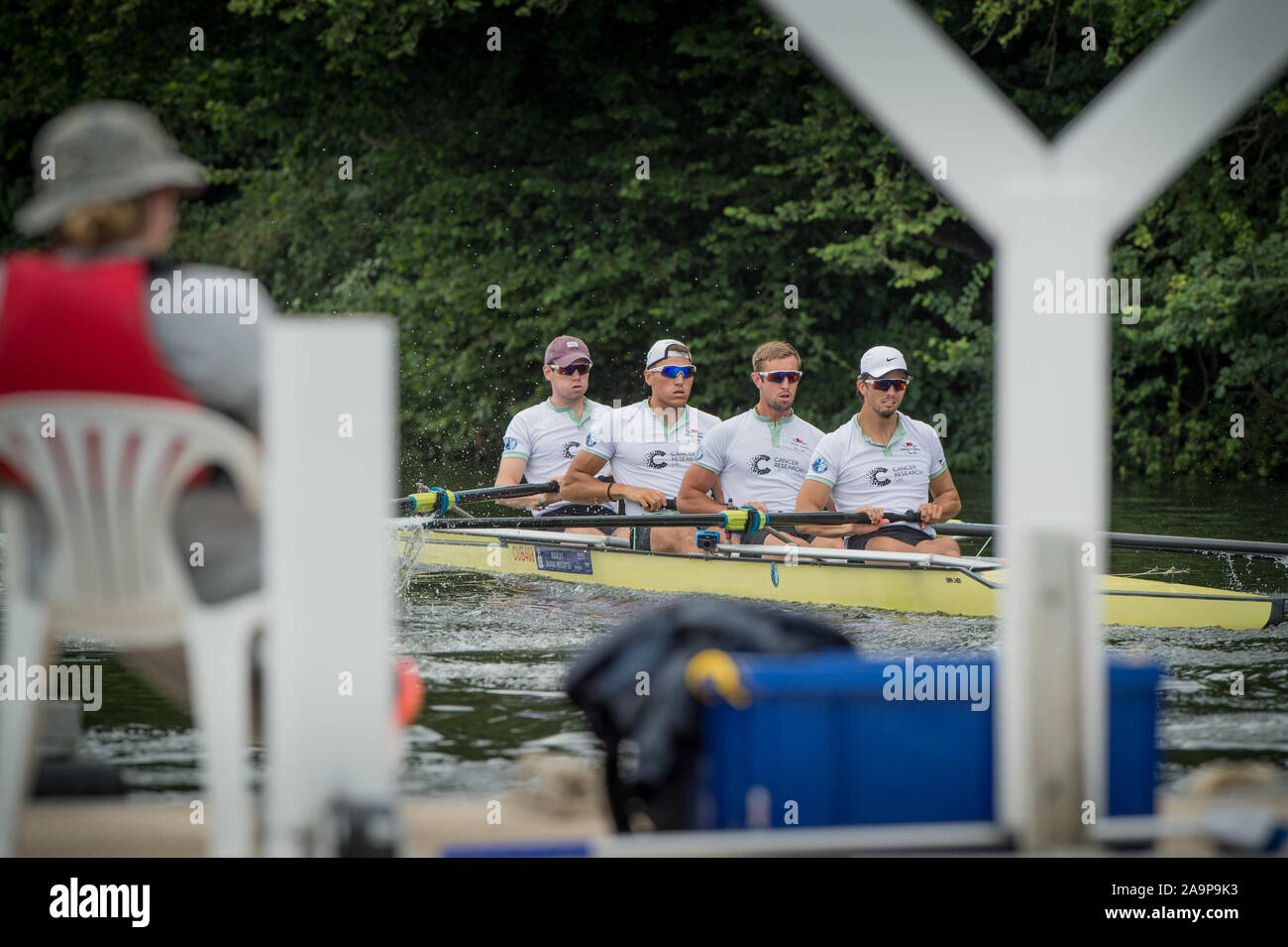 Henley-on-Thames. Regno Unito. Visitatori Challenge Cup. Università di Cambridge.Bow. F DAVIDSON, A.MALOWANY, B.rublo e P. EBLE 2017 Henley Royal Regatta, Henley raggiungere, sul fiume Tamigi. 14:30:07 Sabato 01/07/2017 [Obbligatorio di credito. Peter SPURRIER/Intersport immagini. Foto Stock