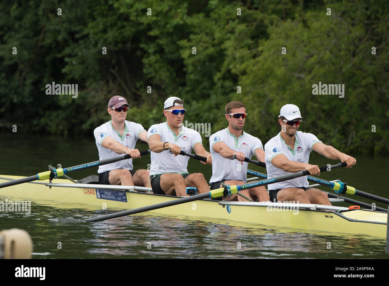 Henley-on-Thames. Regno Unito. Visitatori Challenge Cup. Università di Cambridge.Bow. F DAVIDSON, A.MALOWANY, B.rublo e P. EBLE 2017 Henley Royal Regatta, Henley raggiungere, sul fiume Tamigi. 14:30:02 Sabato 01/07/2017 [Obbligatorio di credito. Peter SPURRIER/Intersport immagini. Foto Stock