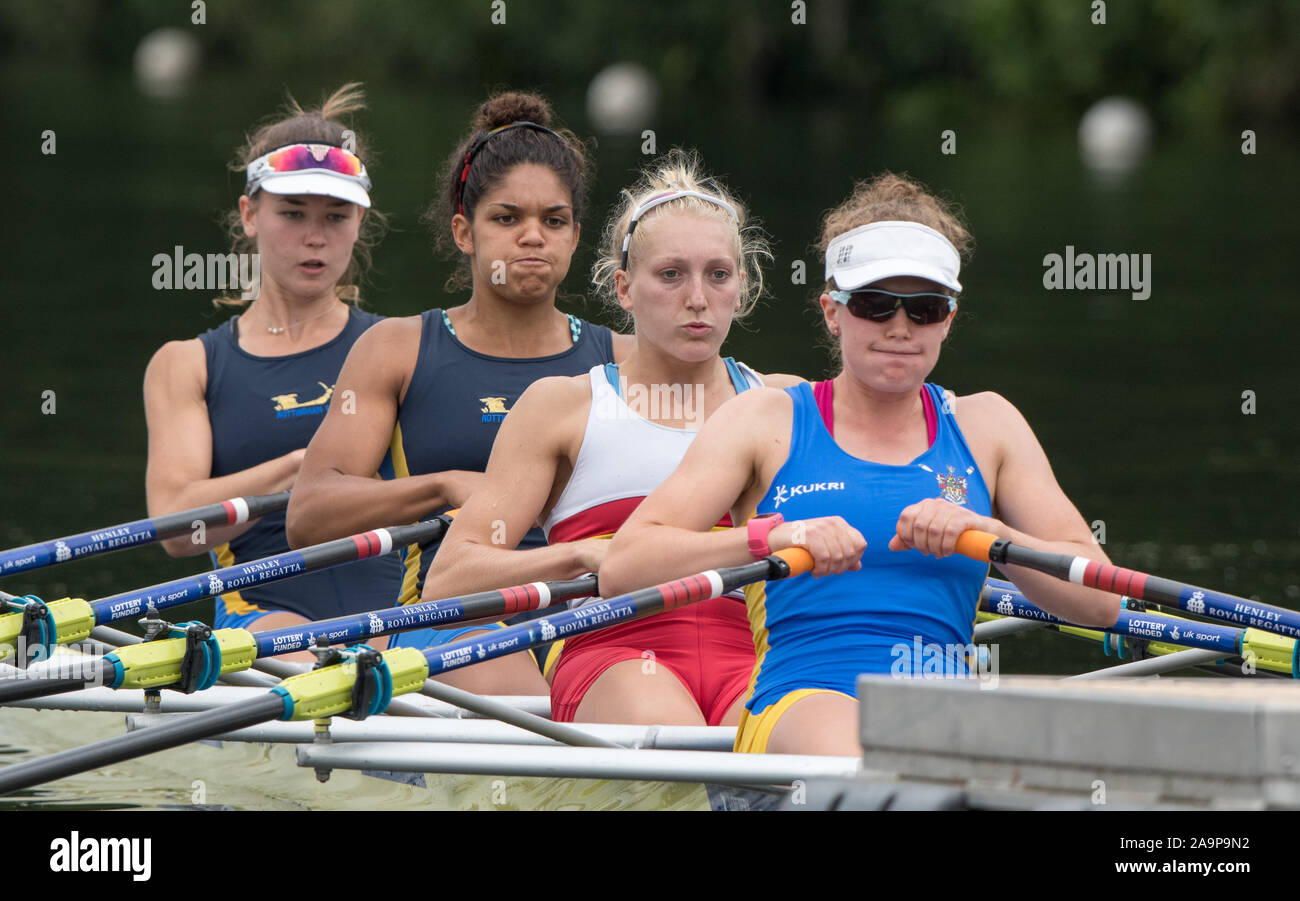 Henley-on-Thames. Regno Unito. Princes grazia Challenge Cup. Nottingham RC e RC di Warrington. arco. A. THORNTON, K. Edwards, S. BUDGETT E L. GLOVER. 2017 Henley Royal Regatta, Henley raggiungere, sul fiume Tamigi. 14:41:45 Sabato 01/07/2017 [Obbligatorio di credito. Peter SPURRIER/Intersport immagini. Foto Stock