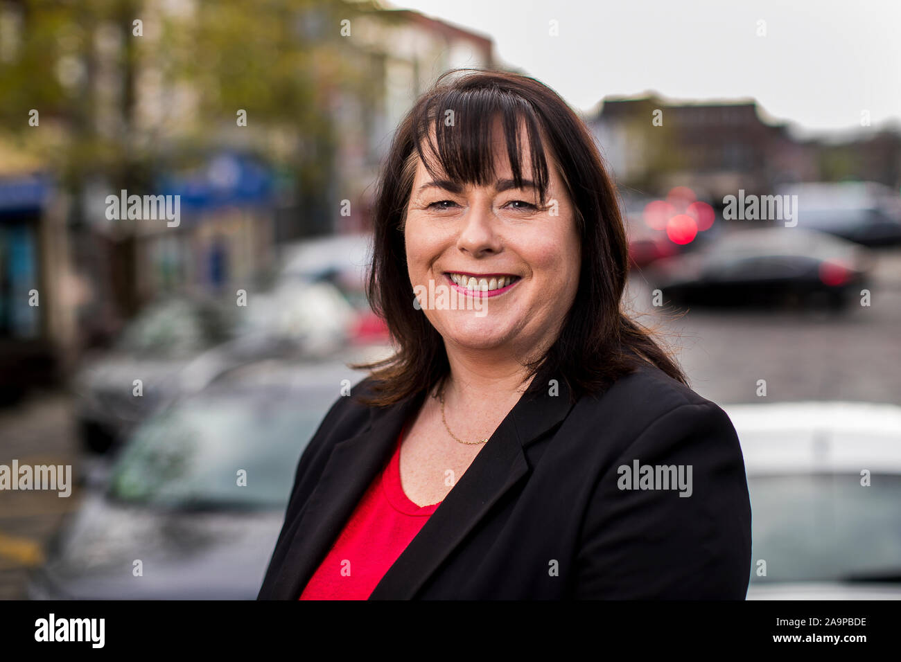 Sinn Fein's MP per Fermanagh e South Tyrone, Michelle Gildernew durante un profilo di collegio elettorale in vista delle prossime elezioni generali entro la fine di quest'anno su dicembre 12th. Sinn Fein di fronte a una lotta serrata contro la UUP's Tom Elliott dopo la partizione DUP scegliere di non nominare un candidato al fine di rafforzare le prospettive di un candidato unionista vincendo il sedile. Foto Stock