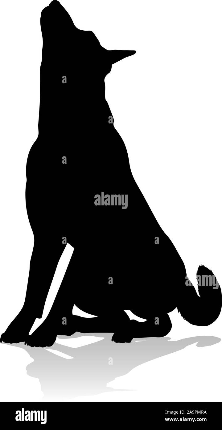 Silhouette cane animale domestico Illustrazione Vettoriale