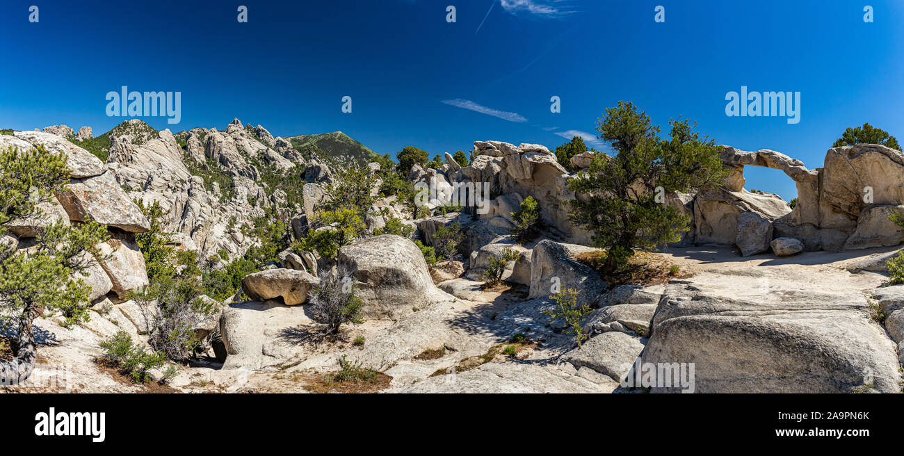 La città di rocce in Idaho ha segnato il giro di boa della California Trail e oggi offre arrampicata su roccia. Foto Stock