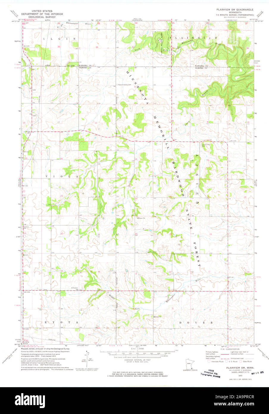 USGS TOPO Map MInnesota MN Plainview SW 805289 1972 24000 Restauro Foto Stock