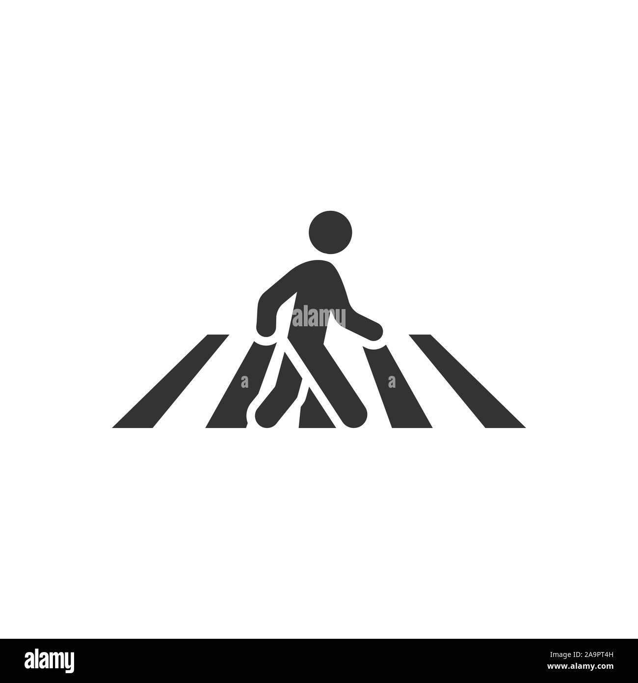 Crosswalk pedonale icona in stile appartamento. La gente la passerella segno illustrazione vettoriale bianco su sfondo isolato. Navigazione il concetto di business. Illustrazione Vettoriale