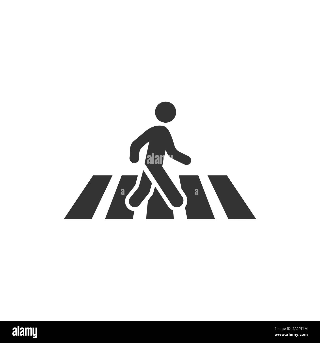 Crosswalk pedonale icona in stile appartamento. La gente la passerella segno illustrazione vettoriale bianco su sfondo isolato. Navigazione il concetto di business. Illustrazione Vettoriale
