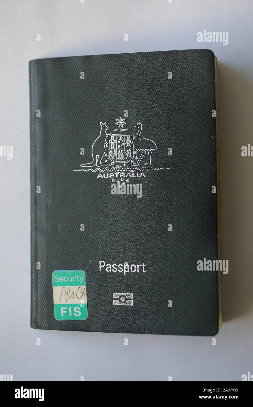 Chiudere fino in Australia passaporto Foto Stock
