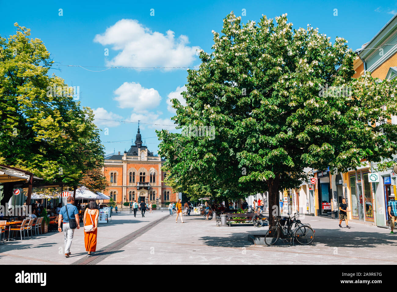 Novi Sad Serbia - Luglio 17, 2019 : Zmaj Jovina street, shopping e ristoranti street Foto Stock