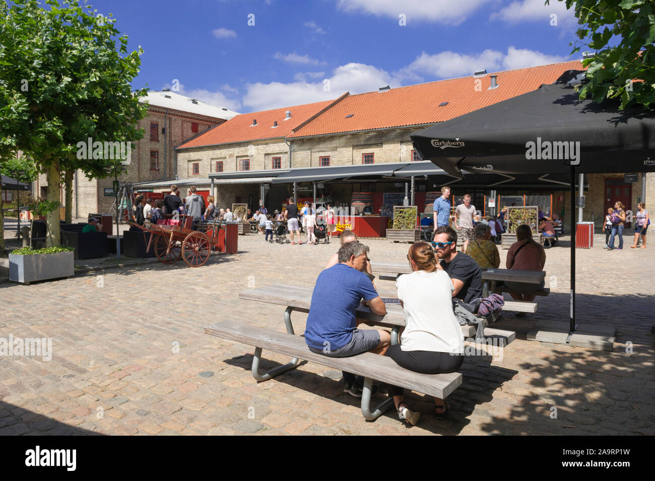 Il cortile presso la fabbrica di birra Carlsberg, Copenhagen, Danimarca Foto Stock