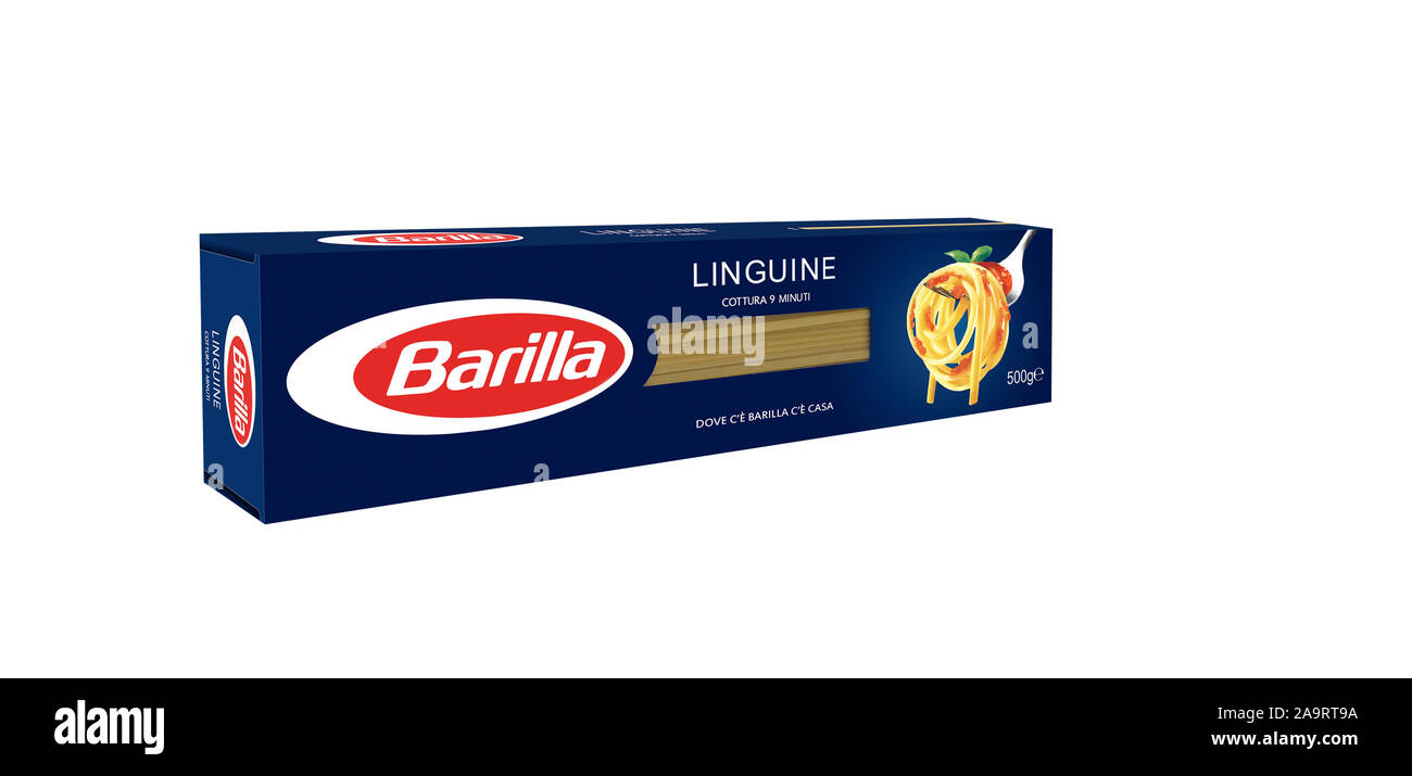 Italia - Novembre 8, 2019: pack di Barilla linguine pasta italiana Foto Stock
