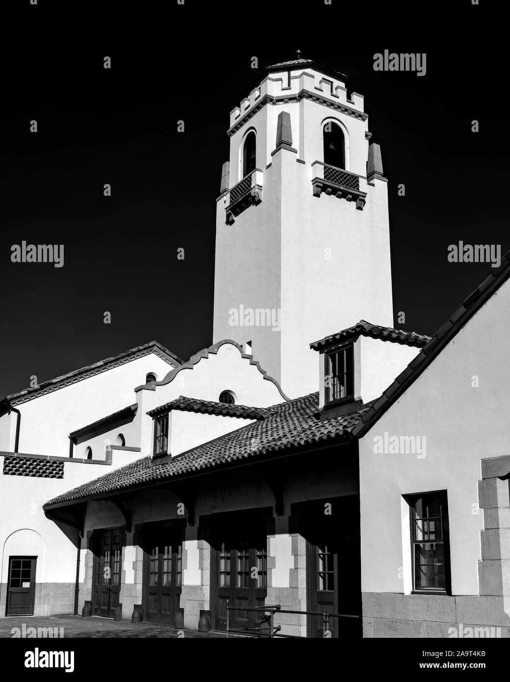 Stucco torre dell orologio sul deposito dei treni a Boise Idaho Foto Stock