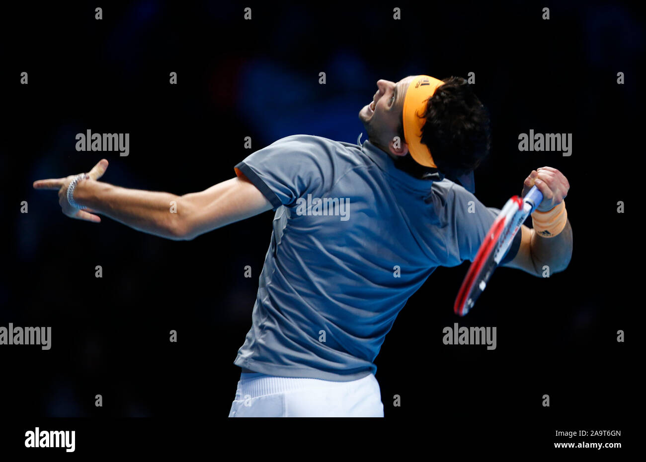 Londra, Regno Unito. Novembre 17 Dominic Thiem (AUT) durante in azione durante il campionato Singles match finale Dominic Thiem (AUT) contro Stefanos Tsitsipas (GRE) Internazionali di Tennis - Nitto ATP World Tour Finals Giorno 8 - Martedì 17 Novembre 2019 - O2 Arena - Londra Credit: Azione Foto Sport/Alamy Live News Foto Stock