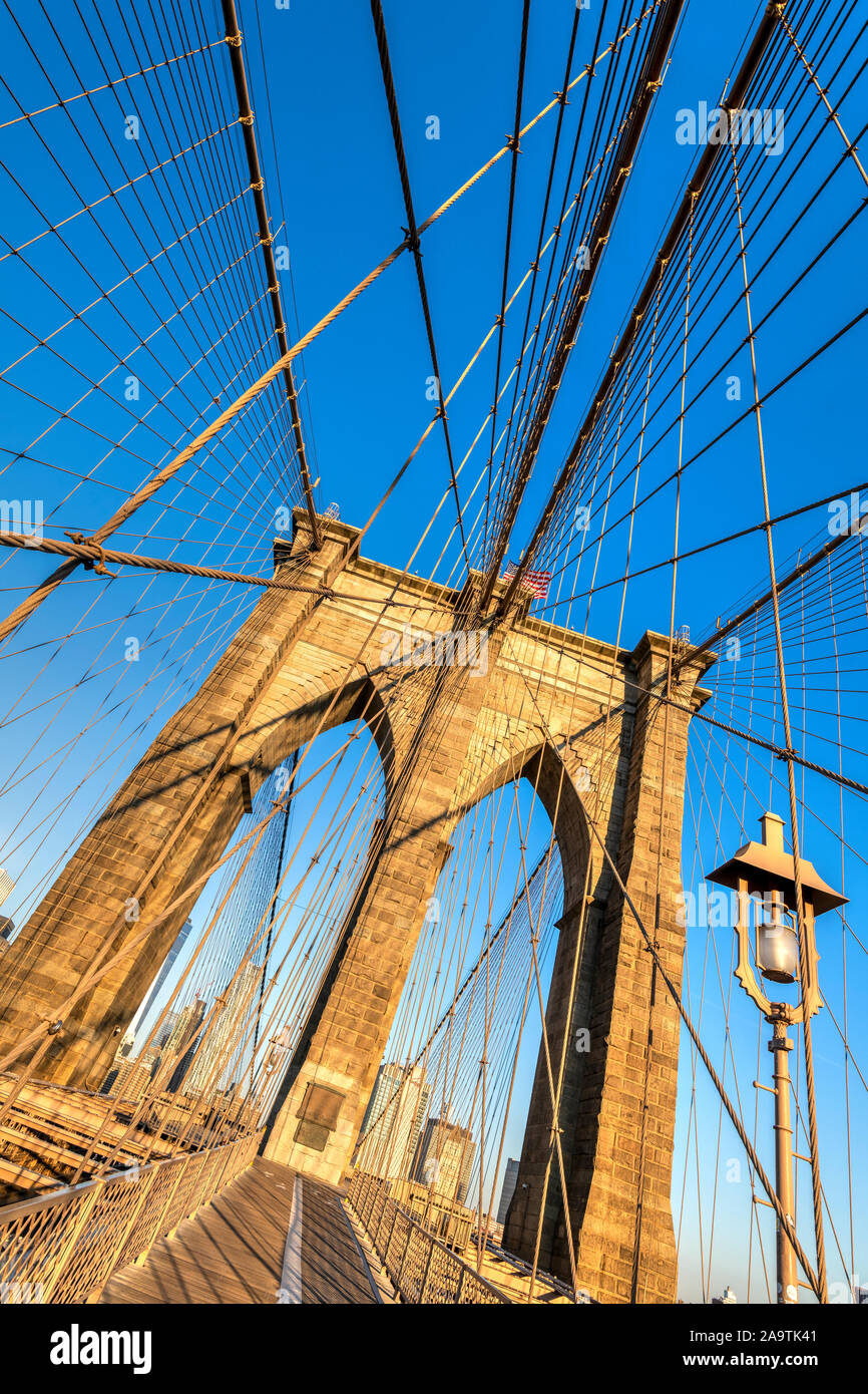 Ponte di Brooklyn, Brooklyn, New York, Stati Uniti d'America Foto Stock