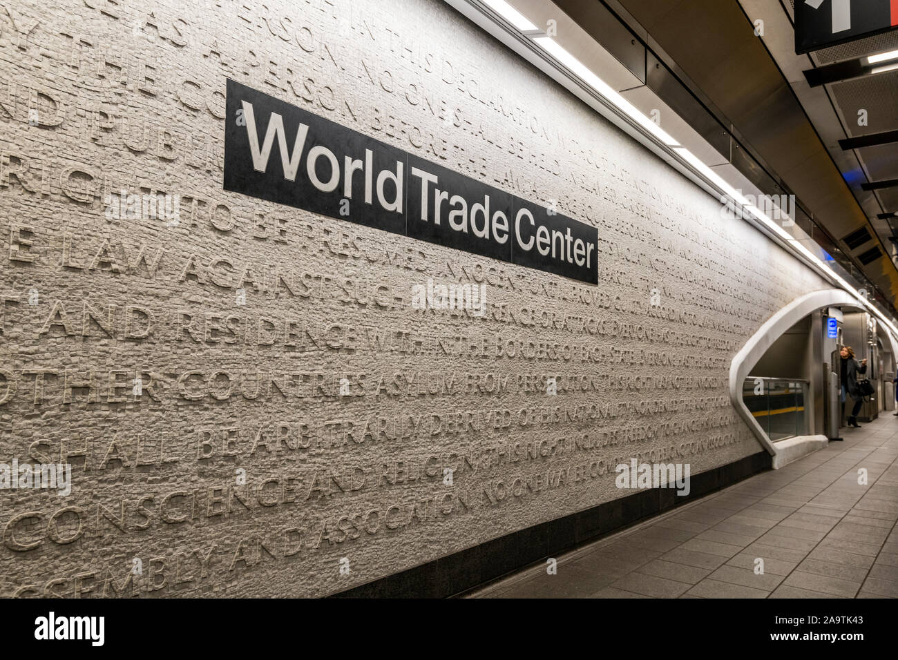 WTC Cortlandt stazione della metropolitana, Manhattan, New York, Stati Uniti d'America Foto Stock