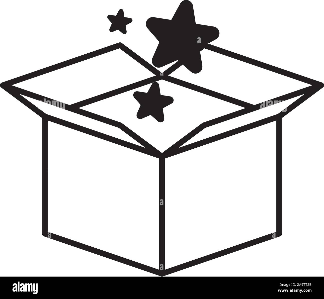 Box trucchi magic immaginazione mistero linea icona di stile illustrazione Illustrazione Vettoriale