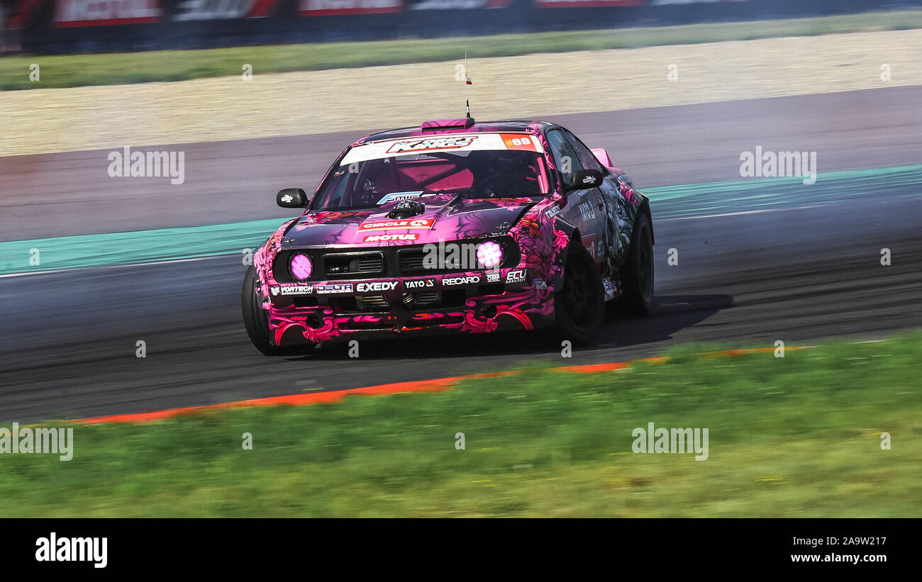 Oschersleben, Germania, 31 agosto 2019: Karolina Pilarczyk alla guida della Nissan Silvia S14 sovralimentato LSX 376 durante la deriva Kings Foto Stock