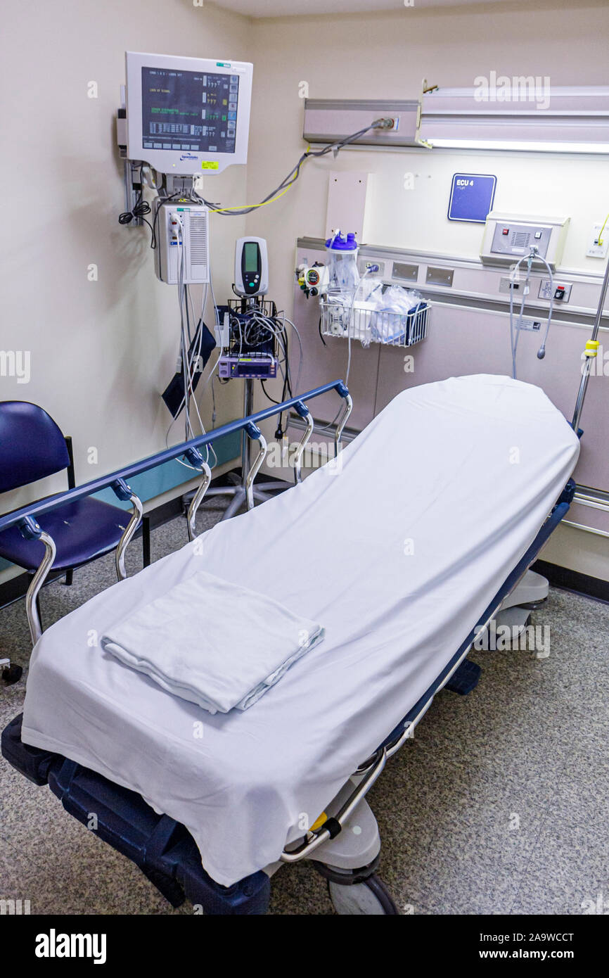 Miami Beach Florida, Mt. Mount Sinai Medical Center,ospedale,assistenza sanitaria,pronto soccorso,letto,attrezzatura,vuoto,FL100207012 Foto Stock