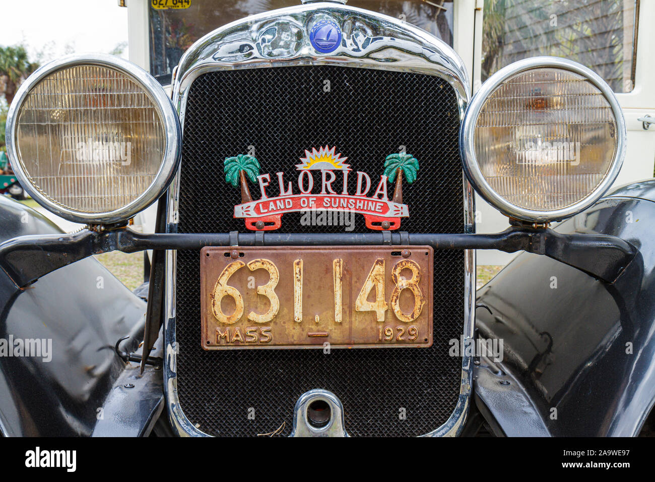 Forte di estero ft. Myers Florida, Koreshan state Historic Park, Antique Engine Show, auto, 1929, faro, FL100322090 Foto Stock