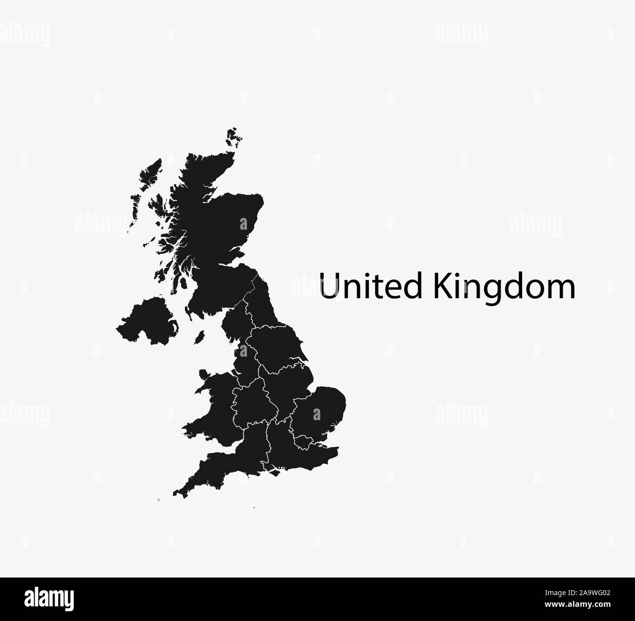 Regno Unito mappa, membri mappa di confine. Illustrazione Vettoriale. Illustrazione Vettoriale