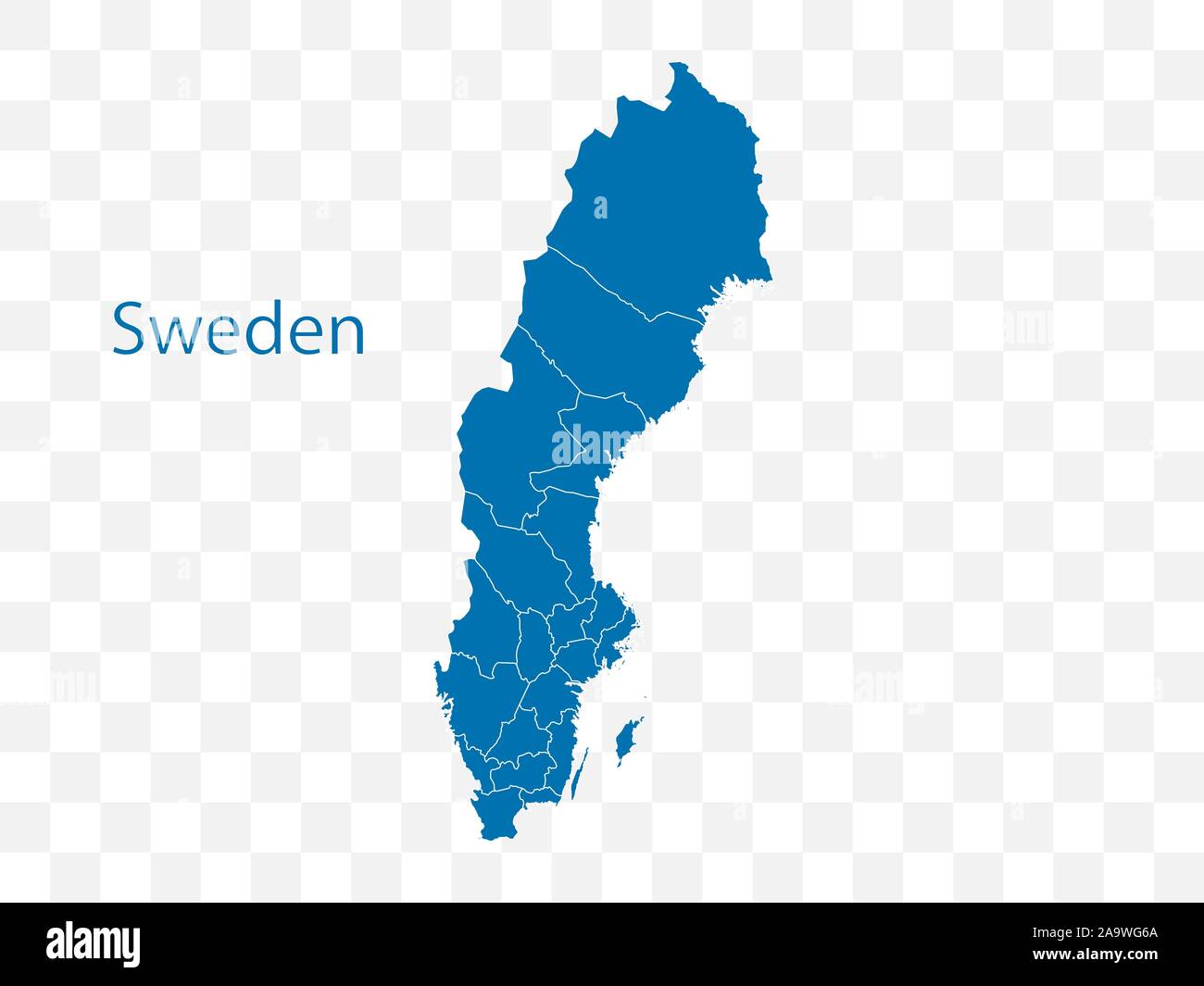 Mappa Svezia su sfondo trasparente. Illustrazione Vettoriale. Illustrazione Vettoriale