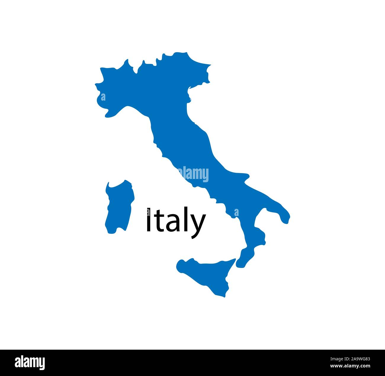 Mappa dell'Italia, illustrazione vettoriale. su sfondo bianco. Illustrazione Vettoriale