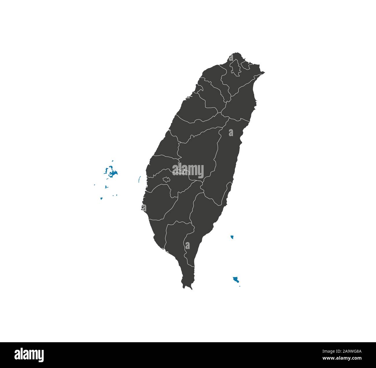 Mappa di Taiwan, membri mappa di confine. Illustrazione Vettoriale. Illustrazione Vettoriale
